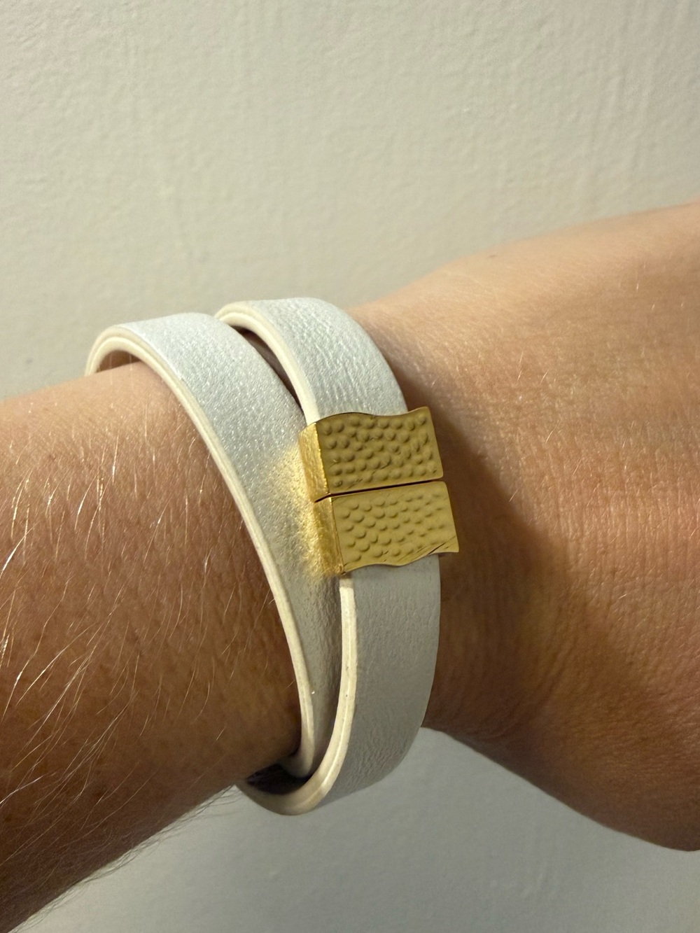 Rustic Cuff White Wrap Leather Bracelet